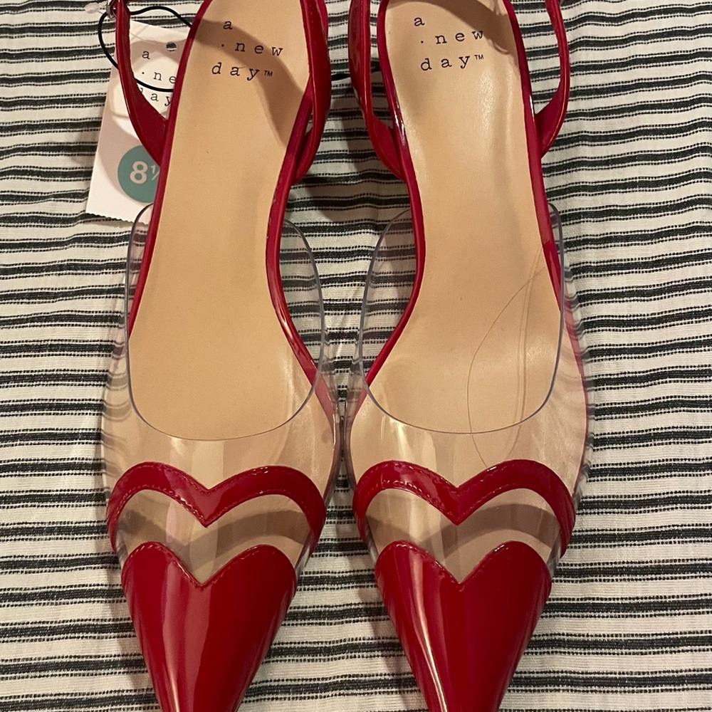 A New Day Red Heels‎ with Transparent Panels